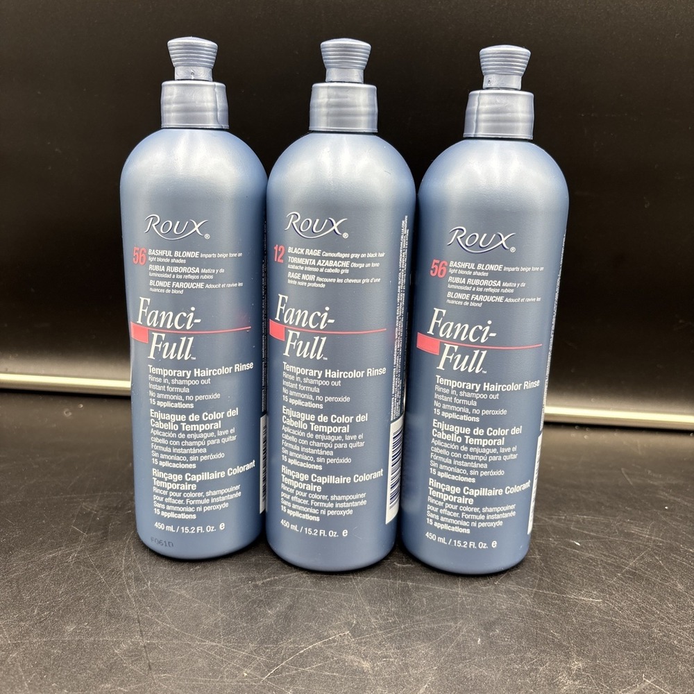 3 Roux Fanci-Full Temporary Haircolor Rinse 56 Blonde 12 Black Rage 15.2 oz Lot